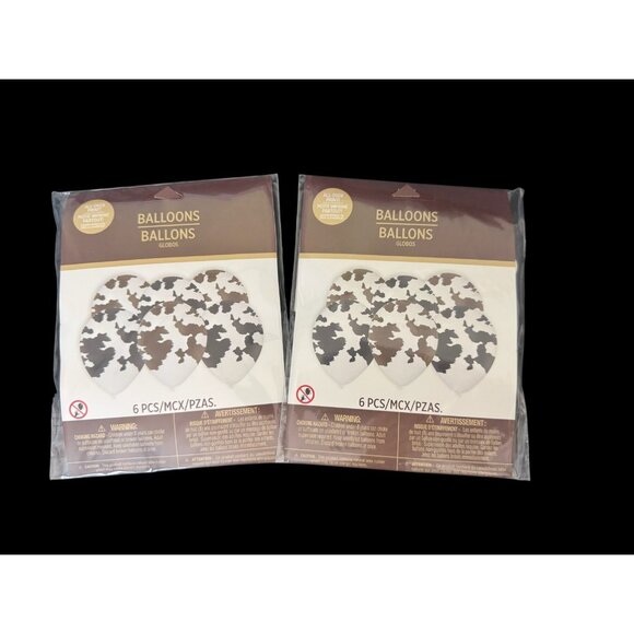 12 Cow Print Helium Quality Latex Balloons Country Farm Barnyard Party - Picture 2 of 2